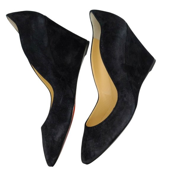 Louboutin Tanja Black Suede Wedges BNIB Size 39.5 - Picture 3 of 7